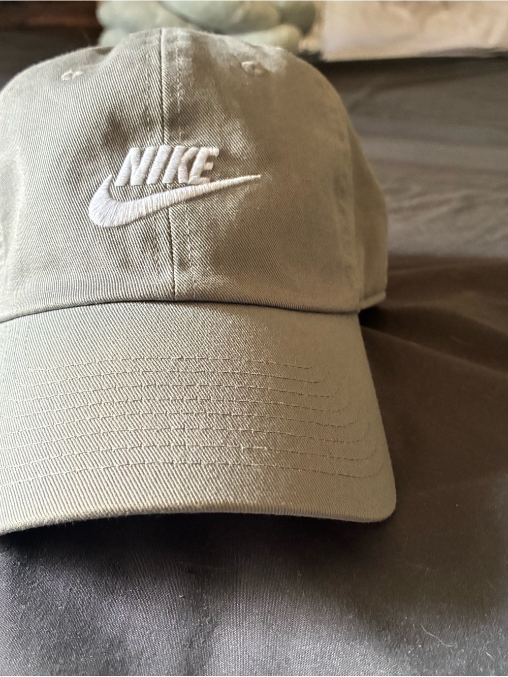 Nike grey Swoosh Dad Hat with White Logo